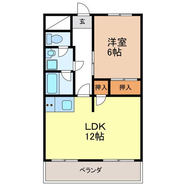 ヴィラ・フローラ(1LDK/4階)の間取り写真