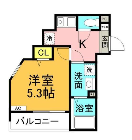 メルディア淵野辺(1K/1階)の間取り写真