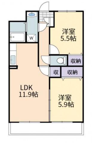 エレガンス・M(2LDK/2階)の間取り写真