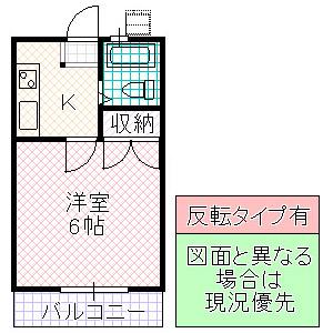 スマイル片見(1K/1階)の間取り写真