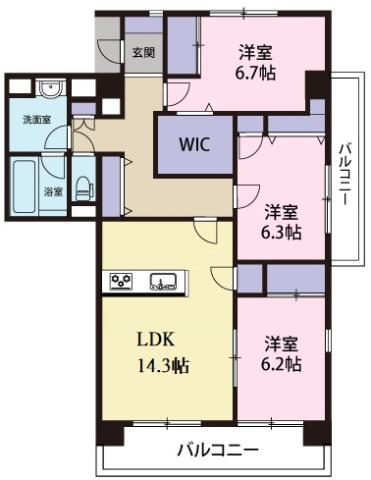 LA LUCE南昭和(3LDK/4階)の間取り写真