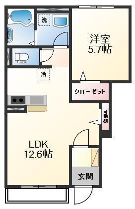 姫路市白鳥台3丁目アパート(1LDK/1階)の間取り写真
