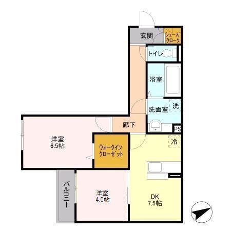 SEJOUR BOW(2DK/2階)の間取り写真