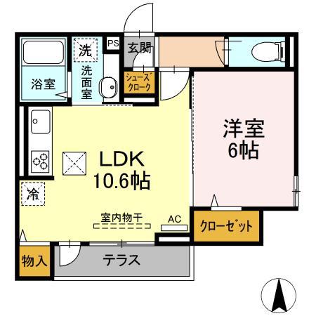 PRENDRE(1LDK/1階)の間取り写真
