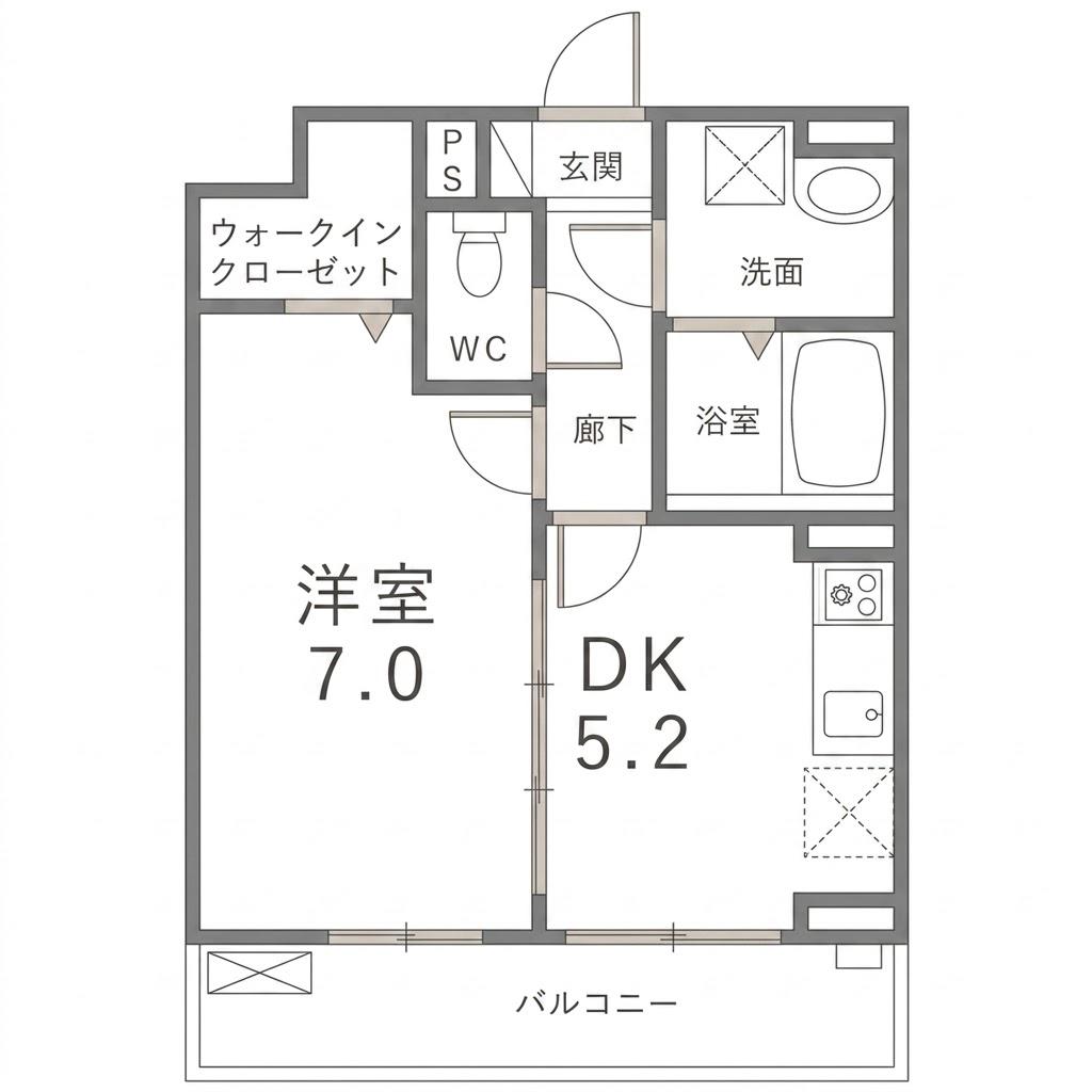 プリムローズ(1DK/1階)の間取り写真