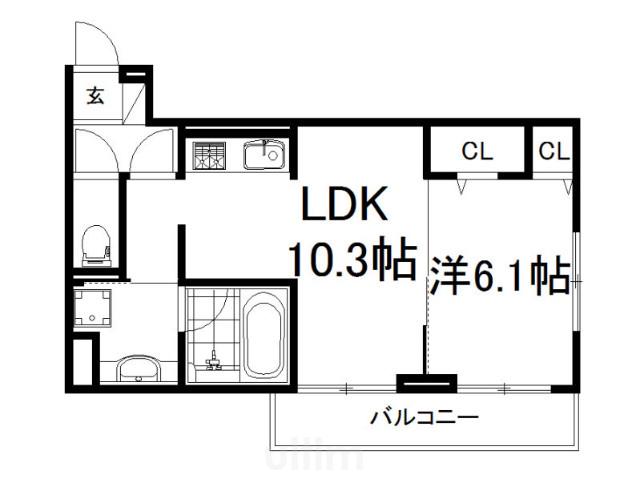 ヴェリタス黄檗I(1LDK/2階)の間取り写真
