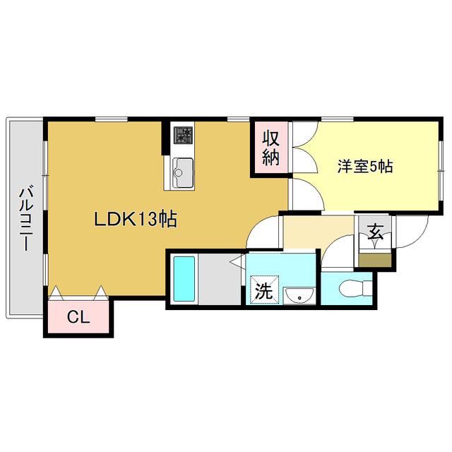 メゾン・メルシ(1LDK/2階)の間取り写真