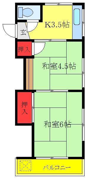 出井コーポ(2K/2階)の間取り写真