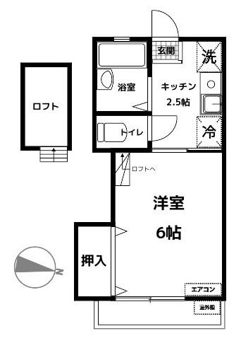ファミーユ清和(1K/2階)の間取り写真