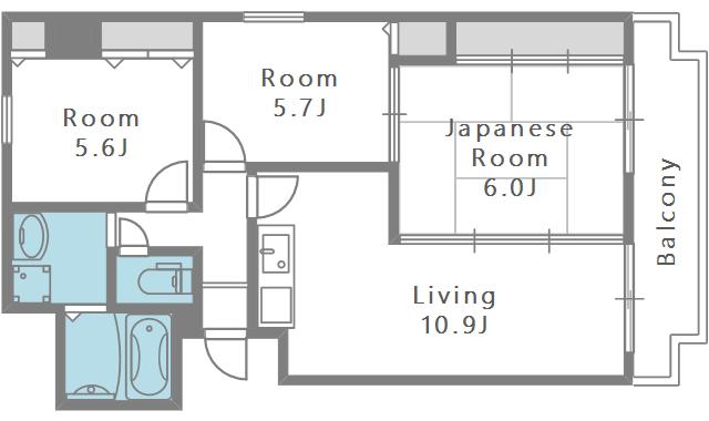 エルスト東住吉(3LDK/1階)の間取り写真
