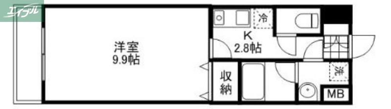 WILLDO岡山大供(1K/11階)の間取り写真
