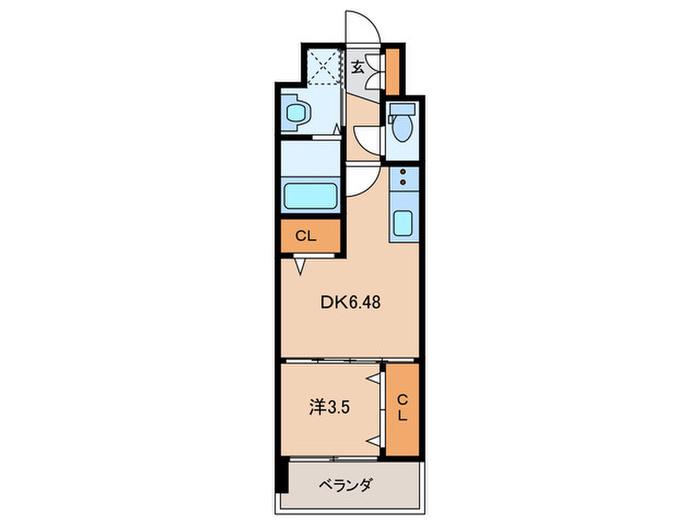 ギャラクシー西小倉(1DK/13階)の間取り写真