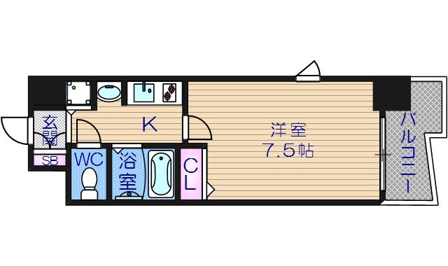 プレサンス本町リアルシティ(1K/7階)の間取り写真
