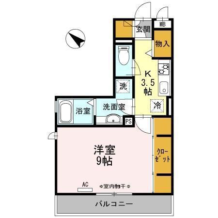 PIA KUSANAGI(1K/2階)の間取り写真