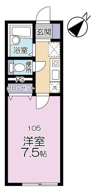 フラットスパシオ(1K/1階)の間取り写真