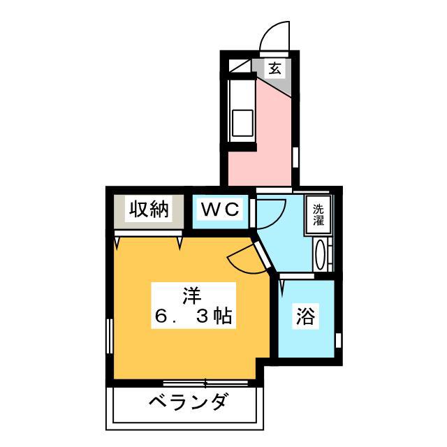 サンフローラ(1K/1階)の間取り写真