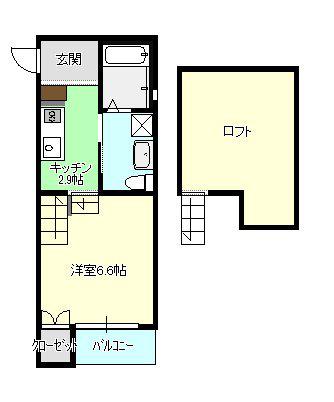 アレグリア大島II(1SK/2階)の間取り写真