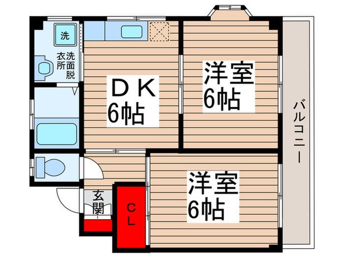 ツインサトミB(2DK/3階)の間取り写真