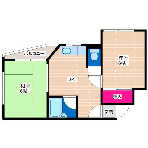 LIVE SPACE 平野(2DK/1階)の間取り写真