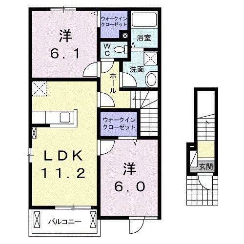 メロウ クレメント A(2LDK/2階)の間取り写真