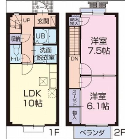 クレストII(2LDK/1階)の間取り写真