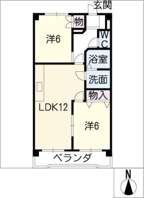 エステイト ツジ(2LDK/6階)の間取り写真