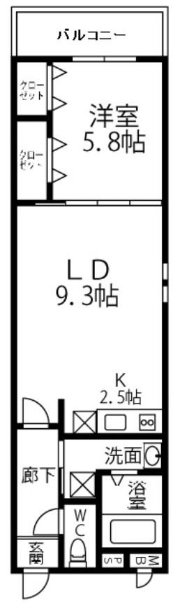 フジレジデンス(1LDK/1階)の間取り写真