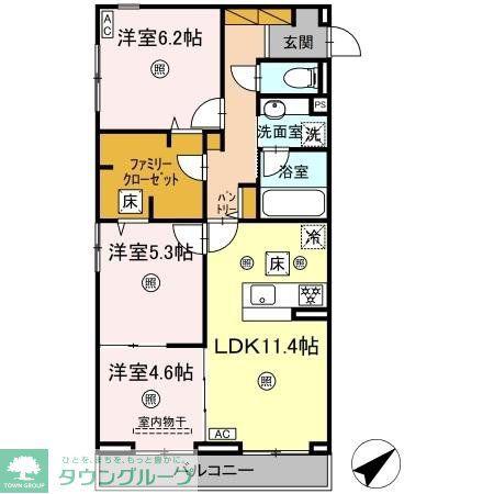 アミティエY(3LDK/1階)の間取り写真