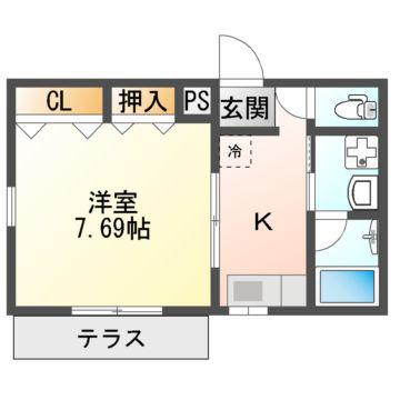 サフィアーレB(1DK/2階)の間取り写真