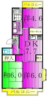 レグルス松戸A(3DK/2階)の間取り写真