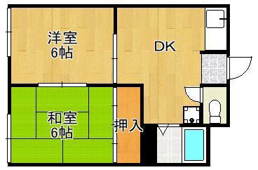 コーポKATUYAMA(2DK/1階)の間取り写真