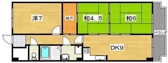 エステル津田(3DK/5階)の間取り写真