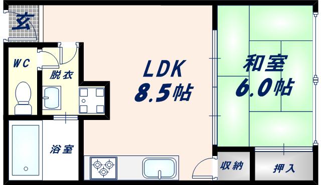 ダイワ高井田ビル(1LDK/3階)の間取り写真