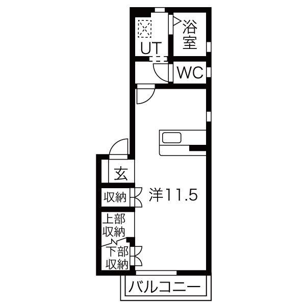 LAPIS LAZURI C(ワンルーム/1階)の間取り写真
