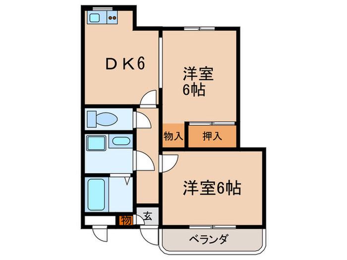 ザ・ライフ大塚(2DK/1階)の間取り写真