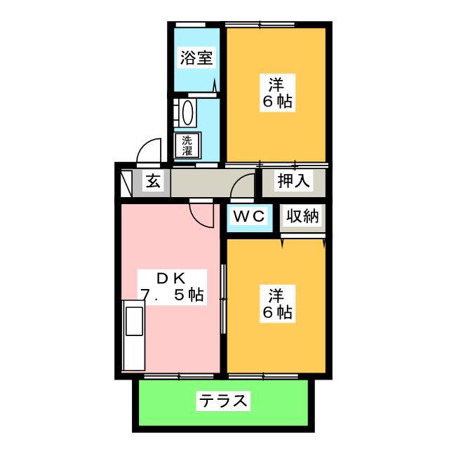 アストロハウス A(2DK/1階)の間取り写真
