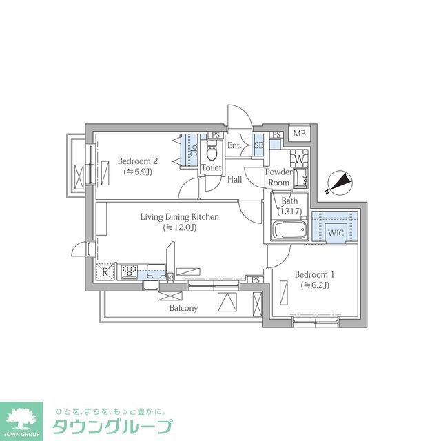 ROVINE目黒東山(2LDK/2階)の間取り写真