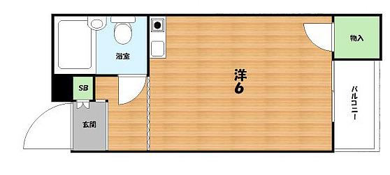 マンショングリーン(ワンルーム/3階)の間取り写真