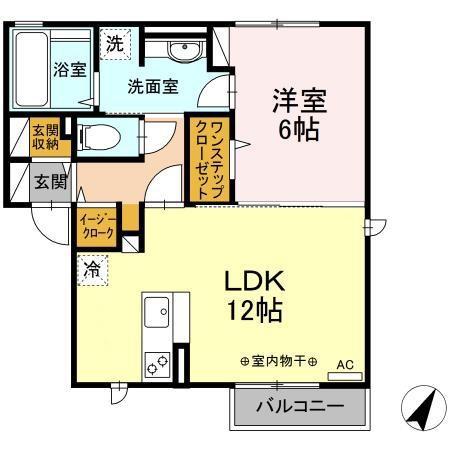グリッター ヴィヴィ B(1LDK/2階)の間取り写真