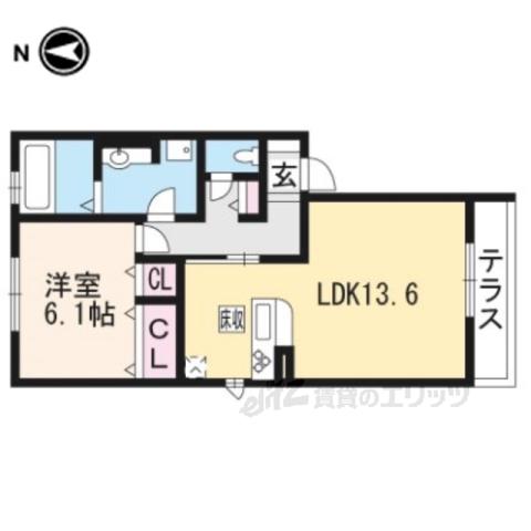 プレシャスファミリー北山(1LDK/1階)の間取り写真