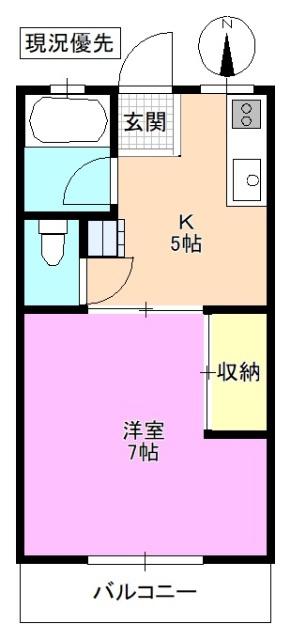 パルコート広丘(1K/2階)の間取り写真