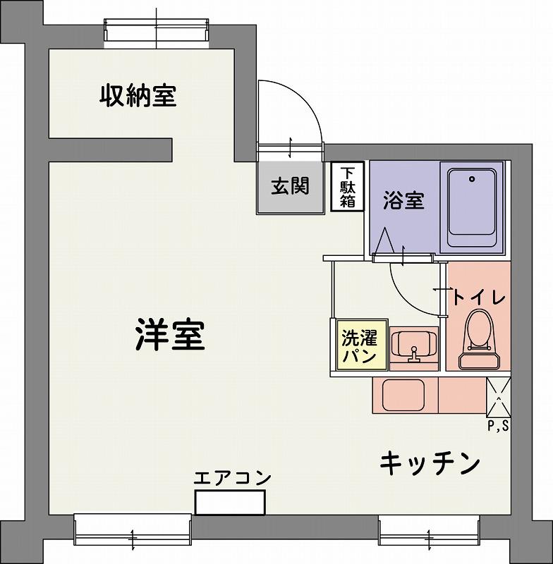 リバースひらき(ワンルーム/3階)の間取り写真