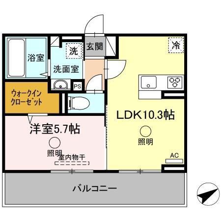 セレブ火の君(1LDK/2階)の間取り写真