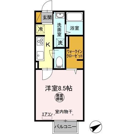 ハルメゾン田彦(1K/2階)の間取り写真