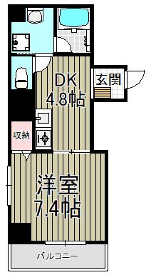グラシア鵠沼(1DK/2階)の間取り写真