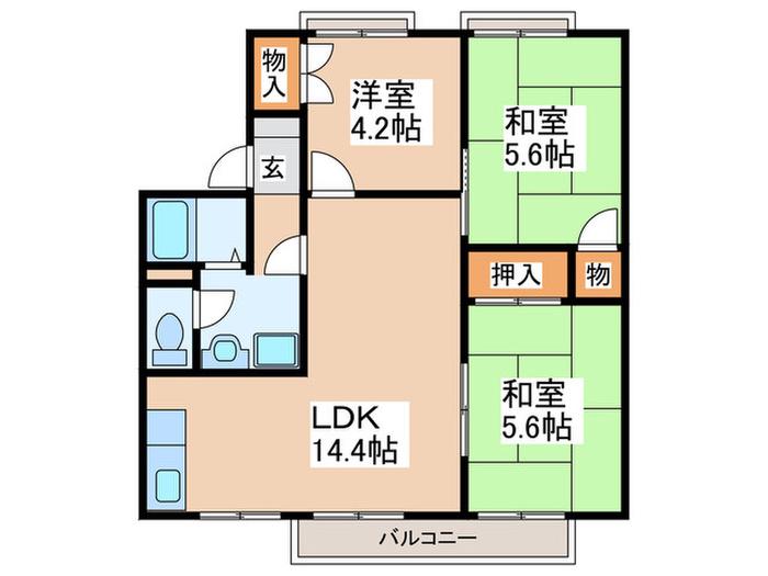 セジュールウイング(3LDK/2階)の間取り写真