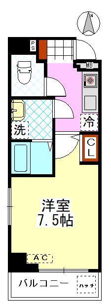 CHATEAU L ARBRE VERT(1K/6階)の間取り写真