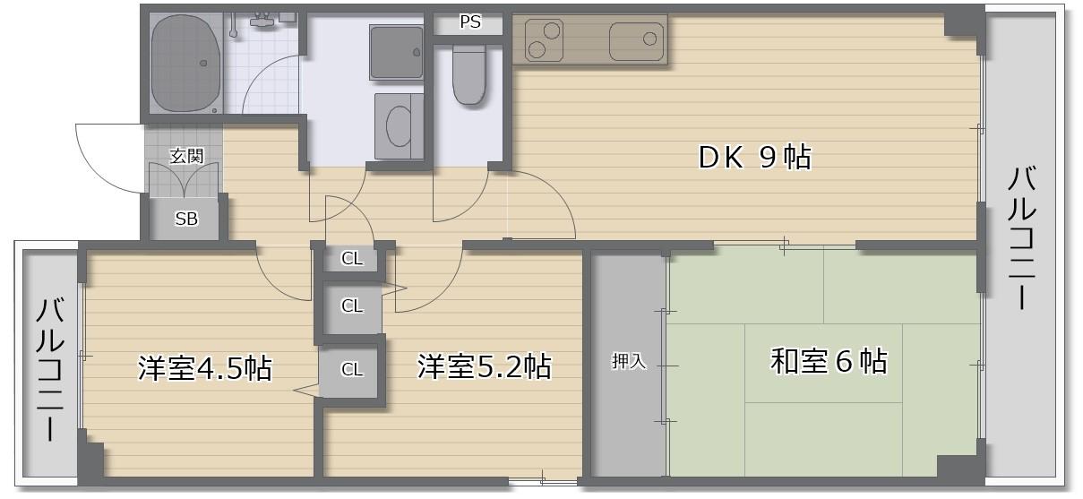 エクセル三国ヶ丘(3DK/4階)の間取り写真