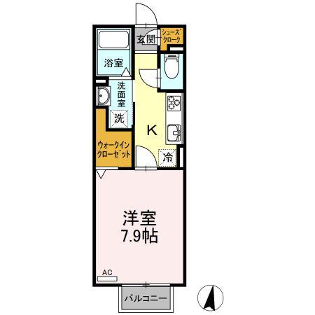 上平ガーデンプレイス(1K/2階)の間取り写真