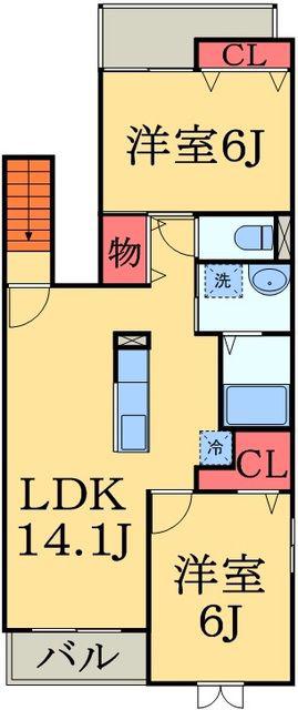 PRESAGEⅡ(2LDK/2階)の間取り写真